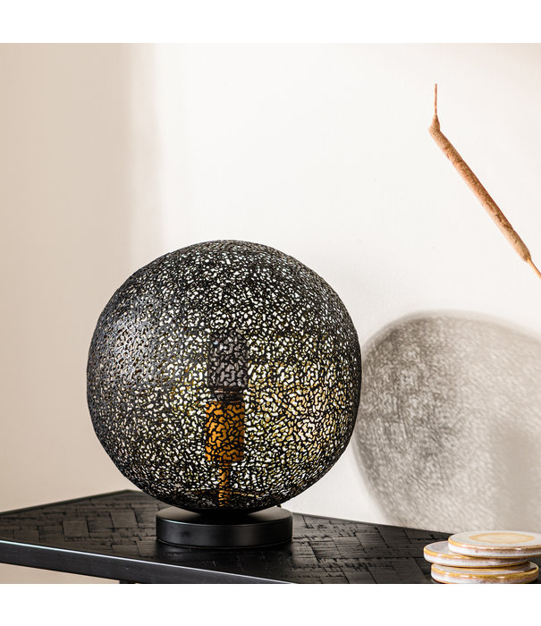 Duverger® Steel Sphere - Lampe à poser - sphère en acier découpée - dia 30cm - noir