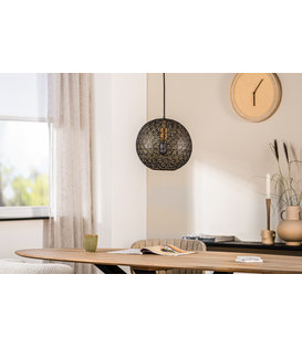 Steel Sphere - Hanglamp - uitgesneden stalen bol - dia 30cm - zwart