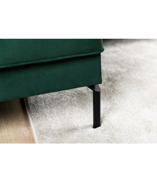 Duverger® Piping - Canapé - canapé 3 places - chaise longue gauche - vert - velours fantaisie - pieds en acier - noir