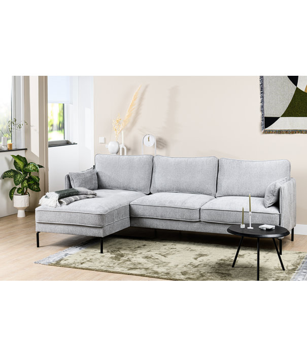 Duverger® Divine - Sofa - 3-Sitzer Sofa - kurze Chaiselongue links - grau - Heaven - Stahlbeine - schwarz