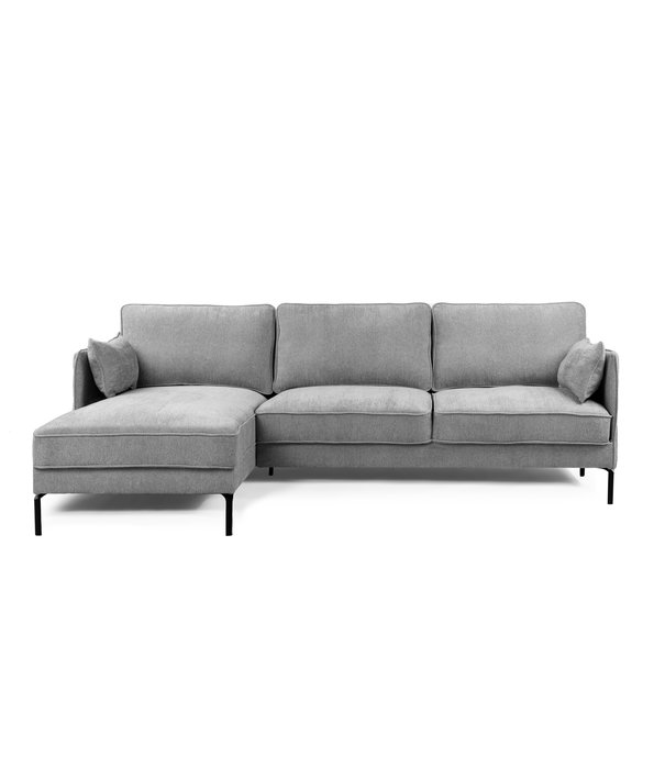 Duverger® Divine - Sofa - 3-Sitzer Sofa - kurze Chaiselongue links - grau - Heaven - Stahlbeine - schwarz