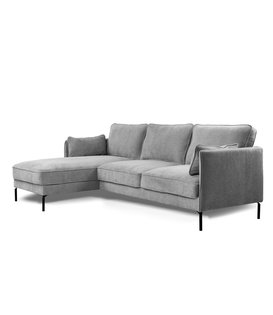 Divine - Sofa - 3-Sitzer Sofa - kurze Chaiselongue links - grau - Heaven - Stahlbeine - schwarz