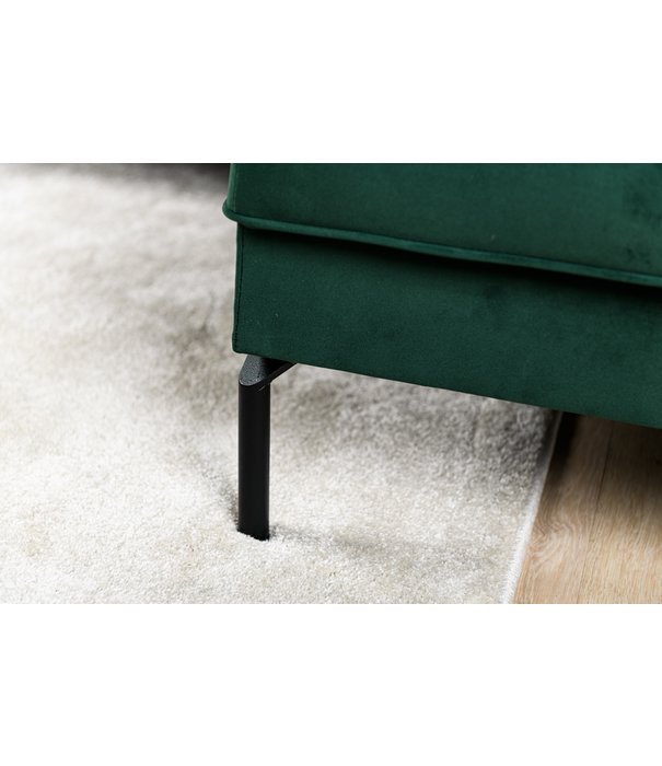 Duverger® Piping - Sofa - 3-Sitzer Sofa - kurze Chaiselongue rechts - grün - schicker Samt - Stahlbeine - schwarz