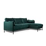 Piping - Sofa - 3-Sitzer Sofa - kurze Chaiselongue rechts - grün - schicker Samt - Stahlbeine - schwarz