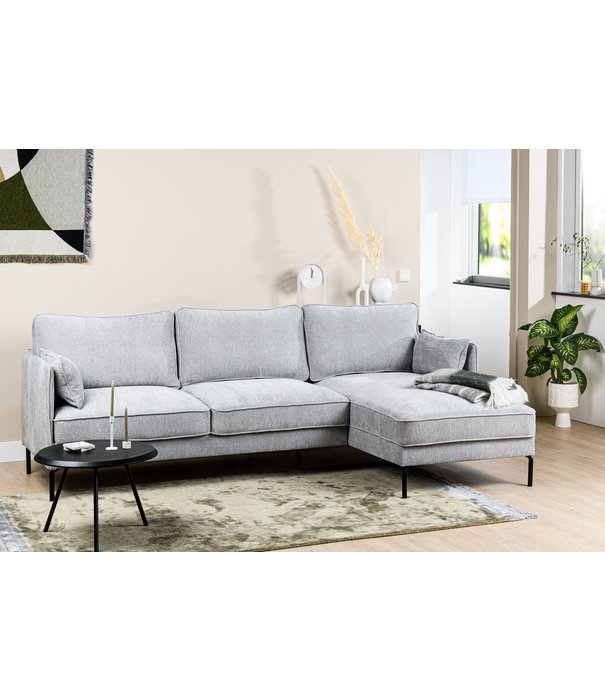 Duverger® Divine - Sofa - 3-Sitzer Sofa - kurze Chaiselongue rechts - grau - Heaven - Stahlbeine - schwarz