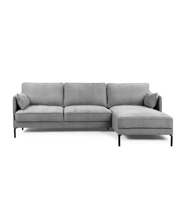 Duverger® Divine - Sofa - 3-Sitzer Sofa - kurze Chaiselongue rechts - grau - Heaven - Stahlbeine - schwarz