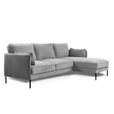 Divine - Sofa - 3-Sitzer Sofa - kurze Chaiselongue rechts - grau - Heaven - Stahlbeine - schwarz