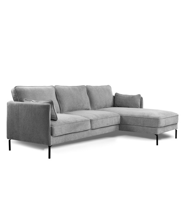 Duverger® Divine - Sofa - 3-Sitzer Sofa - kurze Chaiselongue rechts - grau - Heaven - Stahlbeine - schwarz