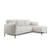 Divine - Sofa - 3-Sitzer Sofa - kurze Chaiselongue rechts - natur - Heaven - Stahlbeine - schwarz