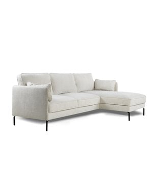 Divine - Sofa - 3-zit bank - korte chaise longue rechts - naturel - Heaven - stalen pootjes - zwart