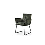 Checked - Eetkamerstoelen - set van 2 - geruit velvet - groen - stalen frame - zwart