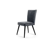 Sleek - Esszimmerstühle - 2er-Set - Stoff - anthrazit - Holzbeine - schwarz