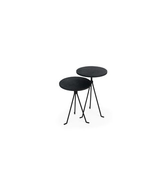 Volcano - Tables basses - set of 2 - rond - lava metal - noir - trois pieds en acier avec support