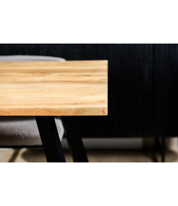 Duverger® Viking - Table de salle à manger - 200cm - acacia - naturel - pieds inclinés - acier - noir