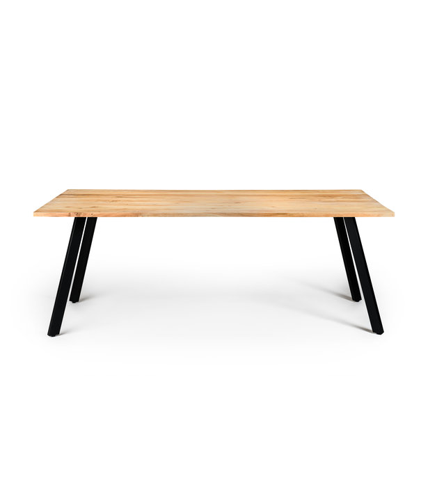 Duverger® Viking - Table de salle à manger - 200cm - acacia - naturel - pieds inclinés - acier - noir