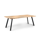 Viking - Table de salle à manger - 200cm - acacia - naturel - pieds inclinés - acier - noir