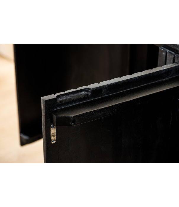 Duverger® Steampunk - Kommode - 165cm - Akazie - schwarz - 4 Türen - 4 Einlegeböden - Stahl - schwarz