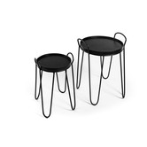 Blackened - Tables d'appoint - set of 2 - rond - 40cm - acacia - noir - bord relevé - pieds en U courbés