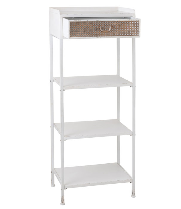 Duverger® White Metal - Rack - blanc - métal - 1 tiroir - 3 étagères