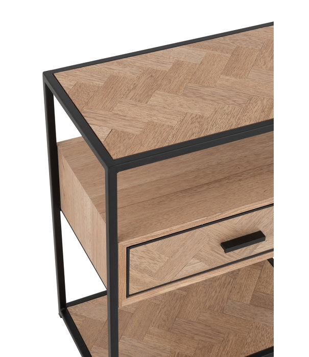 Duverger® Twist - Table de chevet - MDF - 1 tiroir - 2 niches - métal