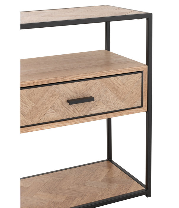 Duverger® Twist - Table de chevet - MDF - 1 tiroir - 2 niches - métal