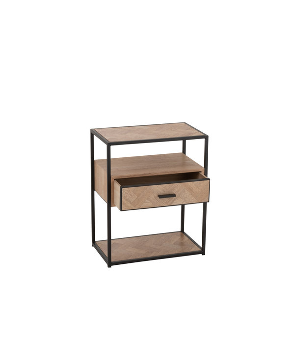 Duverger® Twist - Table de chevet - MDF - 1 tiroir - 2 niches - métal