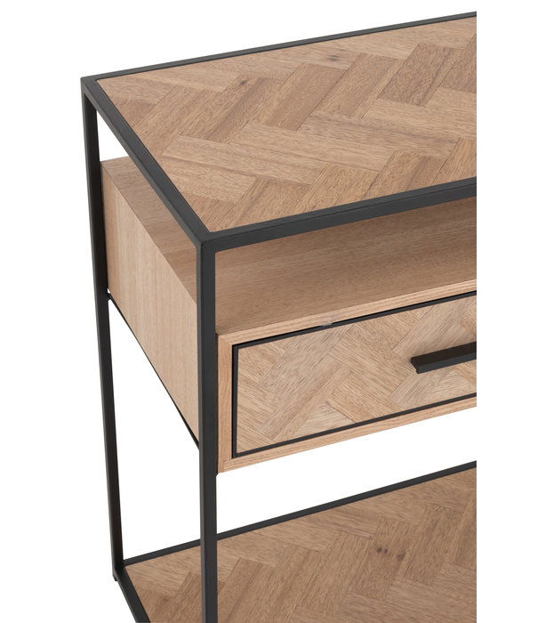 Duverger® Twist - Table d'appoint - MDF - 2 tiroirs - 1 grande niche - métal