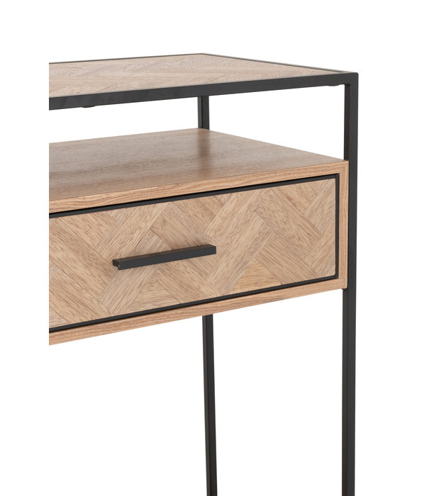 Duverger® Twist - Sidetable - MDF - 2 lades - 1 grote nis - metaal