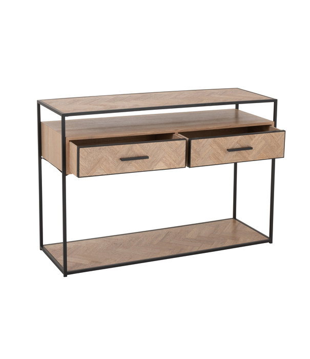 Duverger® Twist - Table d'appoint - MDF - 2 tiroirs - 1 grande niche - métal