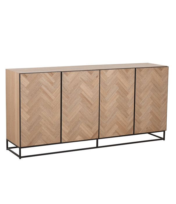 Duverger® Twist - Sideboard - MDF - natur - 4 Türen - 2 Einlegeböden - Metall - schwarz