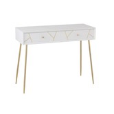 Baseline - Sidetable - MDF - wit - 2 lades - gouden afwerking