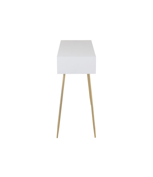 Duverger® Baseline - Sidetable - MDF - wit - 2 lades - gouden afwerking