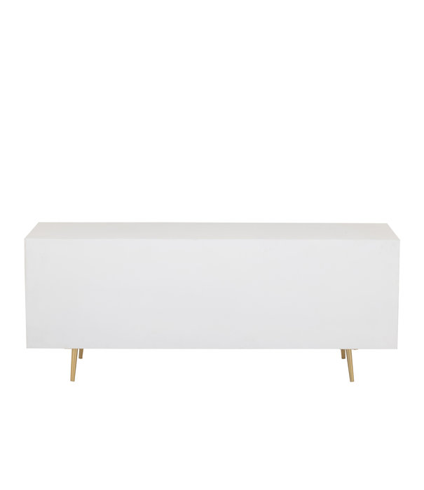 Duverger® Baseline - Buffet - MDF - blanc - 4 tiroirs - 2 portes - finition or