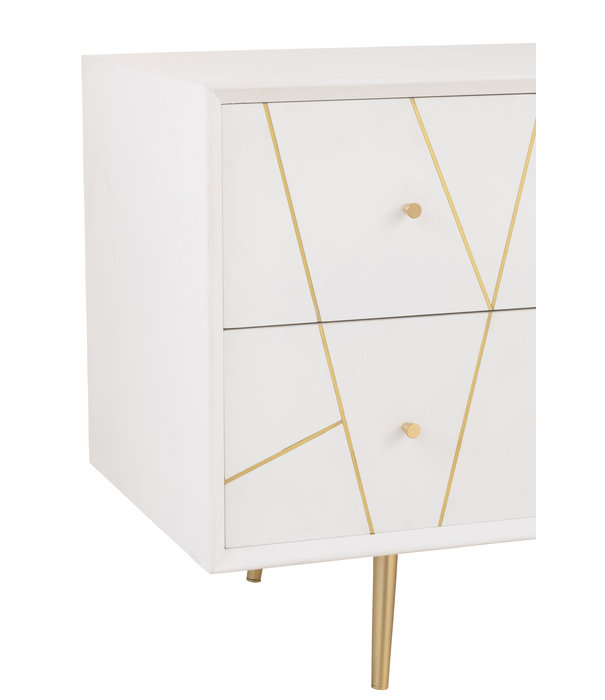 Duverger® Baseline - Anrichte - MDF - weiß - 4 Schubladen - 2 Türen - Gold Finish