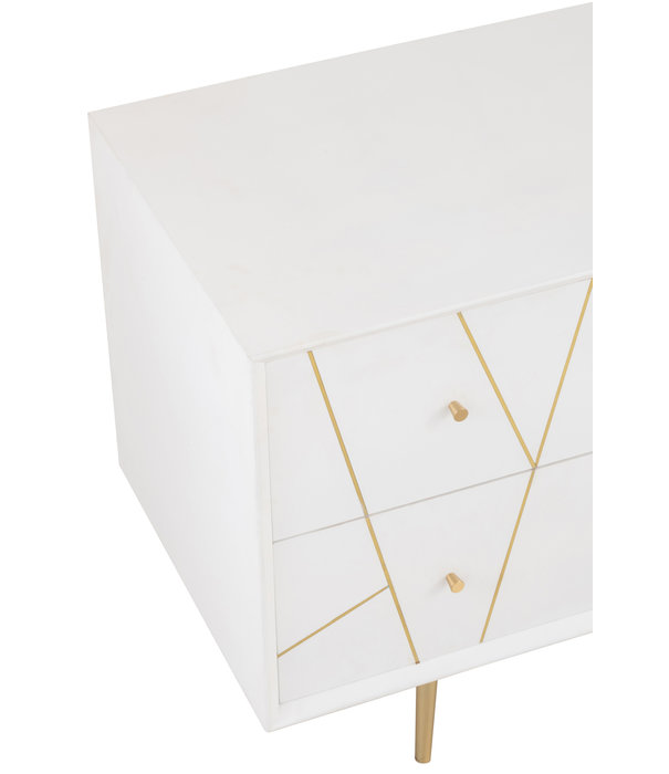 Duverger® Baseline - Buffet - MDF - blanc - 4 tiroirs - 2 portes - finition or