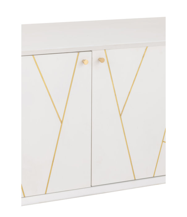 Duverger® Baseline - Buffet - MDF - blanc - 4 tiroirs - 2 portes - finition or