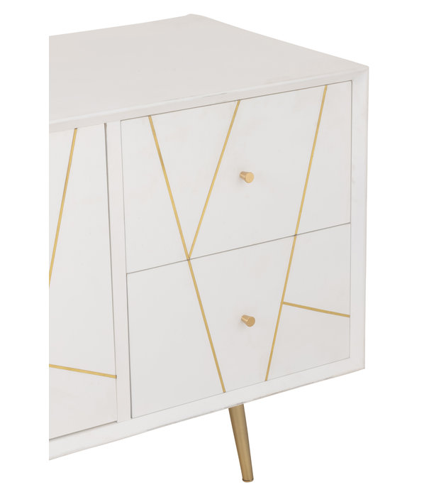 Duverger® Baseline - Anrichte - MDF - weiß - 4 Schubladen - 2 Türen - Gold Finish