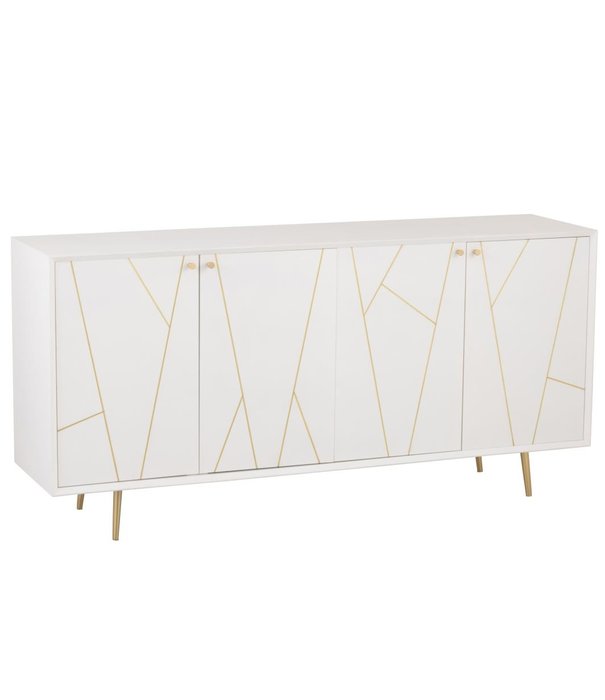 Duverger® Baseline - Buffet - MDF - blanc - 4 portes - 2 étagères - finition or