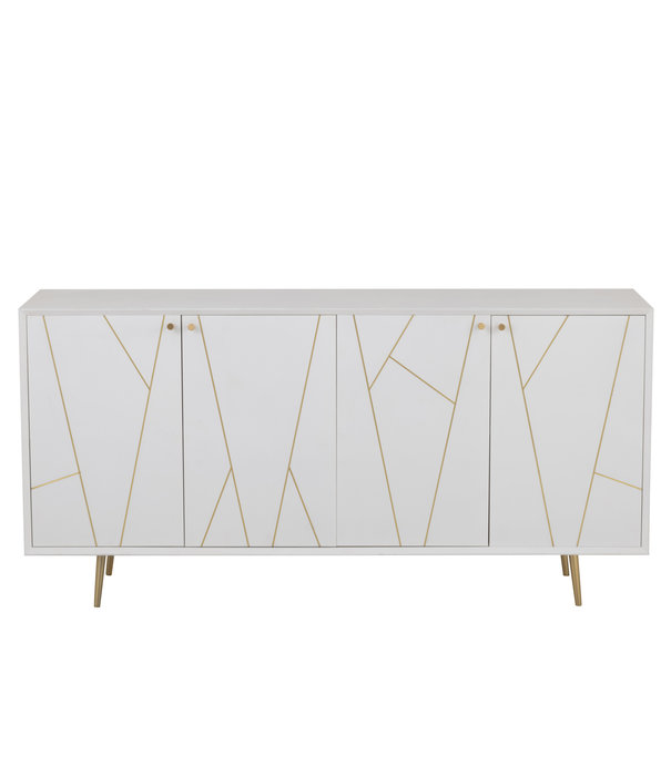 Duverger® Baseline - Sideboard - MDF - weiß - 4 Türen - 2 Einlegeböden - goldfarben