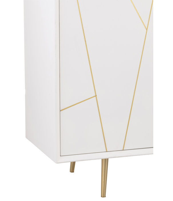Duverger® Baseline - Sideboard - MDF - weiß - 4 Türen - 2 Einlegeböden - goldfarben
