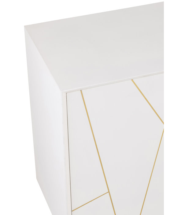 Duverger® Baseline - Buffet - MDF - blanc - 4 portes - 2 étagères - finition or