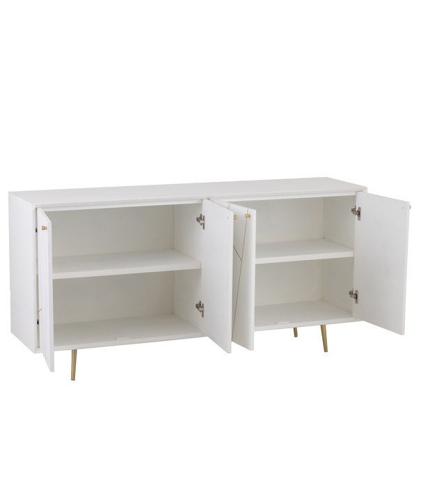 Duverger® Baseline - Buffet - MDF - blanc - 4 portes - 2 étagères - finition or