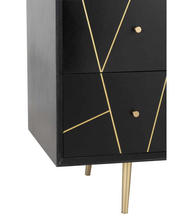 Duverger® Baseline - Anrichte - MDF - schwarz - 4 Schubladen - 2 Türen - Gold Finish