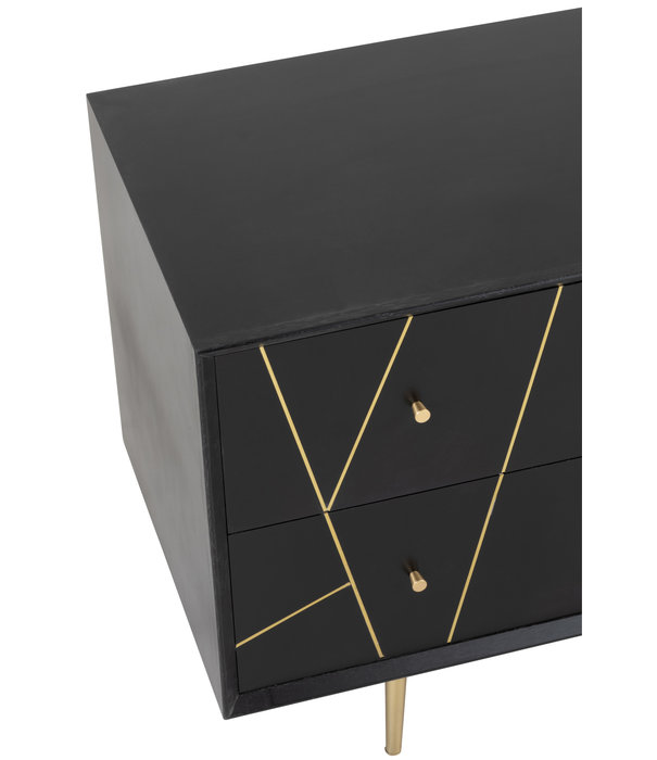 Duverger® Baseline - Buffet - MDF - noir - 4 tiroirs - 2 portes - finition or