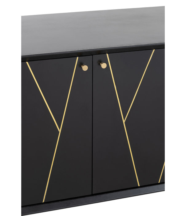 Duverger® Baseline - Anrichte - MDF - schwarz - 4 Schubladen - 2 Türen - Gold Finish