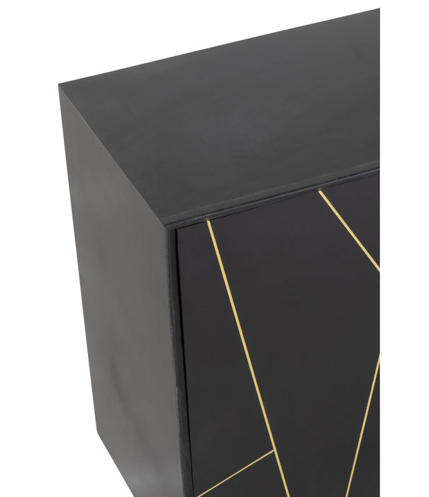 Duverger® Baseline - Dressoir - MDF - zwart - 4 deuren - 2 schappen - gouden afwerking