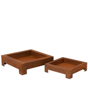 Rusty Metal - Bols à feu - set of 2 - carré - métal - rouille