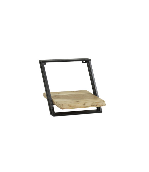 Duverger® Floating - Wandschap - set van 3 - acacia - naturel - metalen frame - zwart