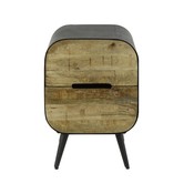 Retro Mango - Nachttisch - Mango - natur - 2 Schubladen - Metall