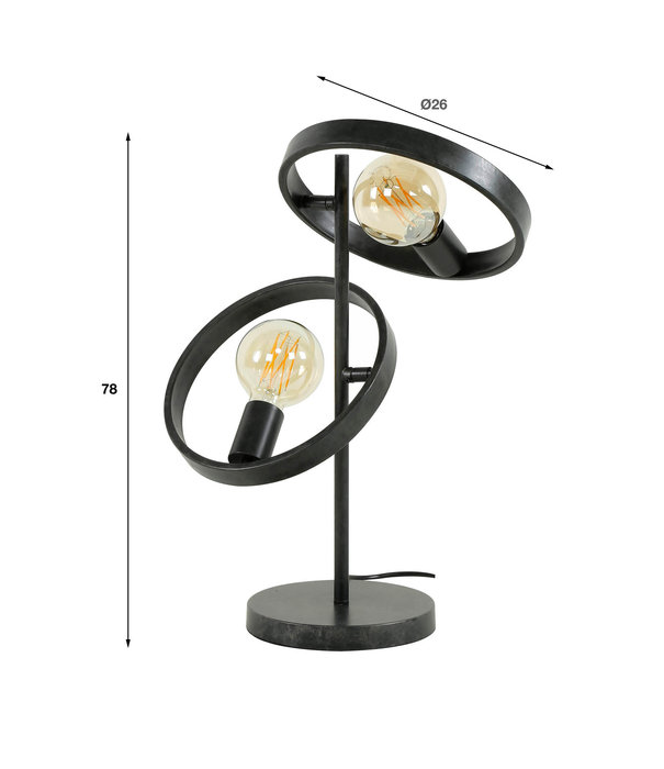 Duverger® Beam - Tafellamp - rond - metaal - zwart - 2 lichtpunten